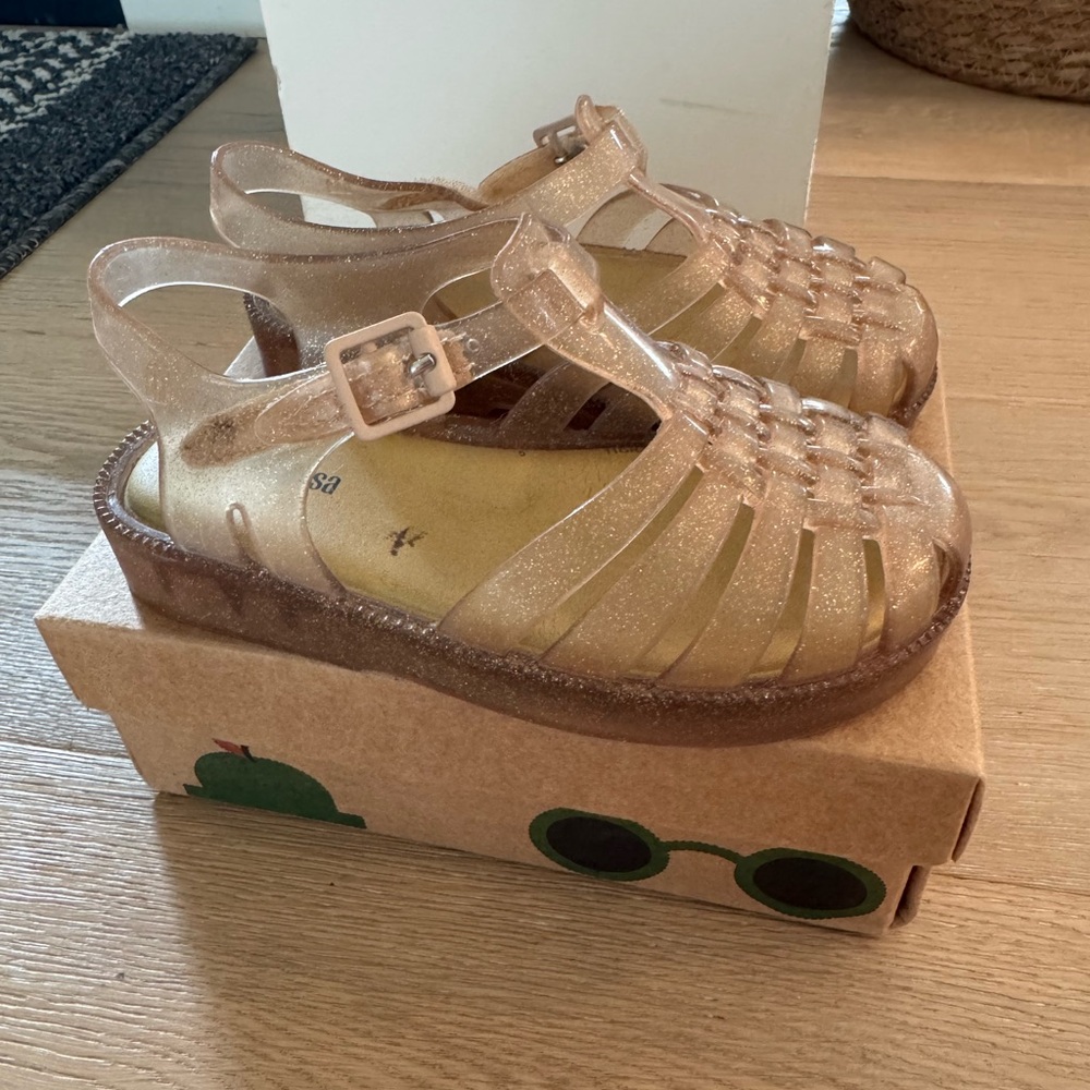 Mini Melissa Kids Glitter Sandals in Gold
